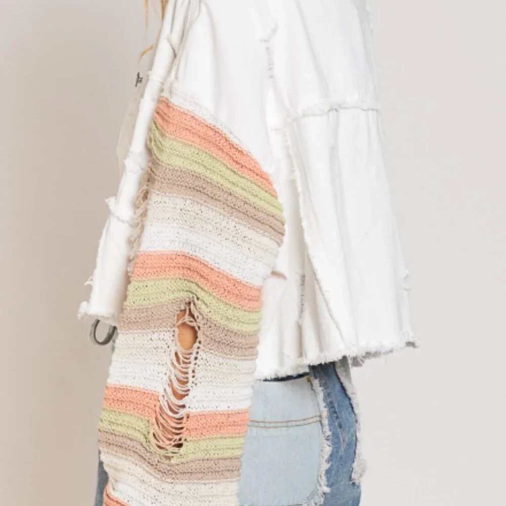#122 PLUS POL DENIM DISTRESSED JACKET - Picture 3 of 5
